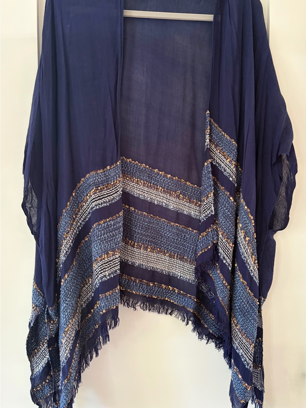 Collection Eighteen Navy Open-Front Cardigan with Metallic Trim